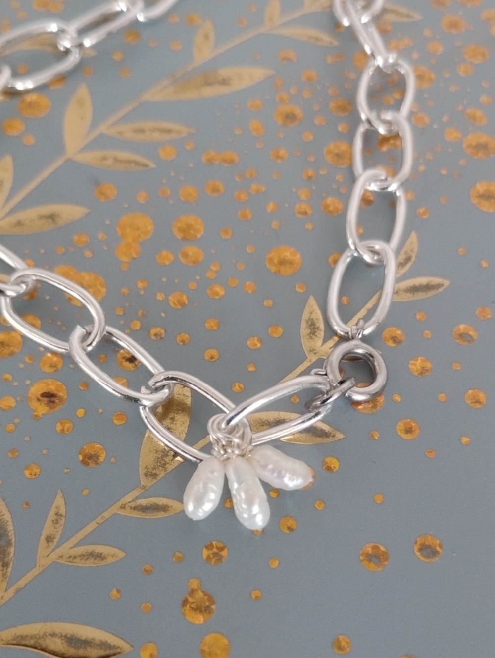 Paperclip Bracelet/Anklet With Japanese Pearl